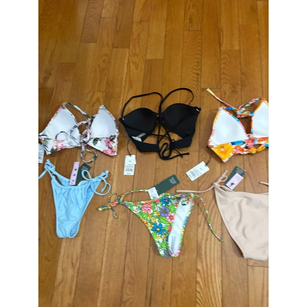 8pc NWT Target Bikini Bundle Shade & Shore Wild Fable Floral‎ Solid XS S 32B 36B